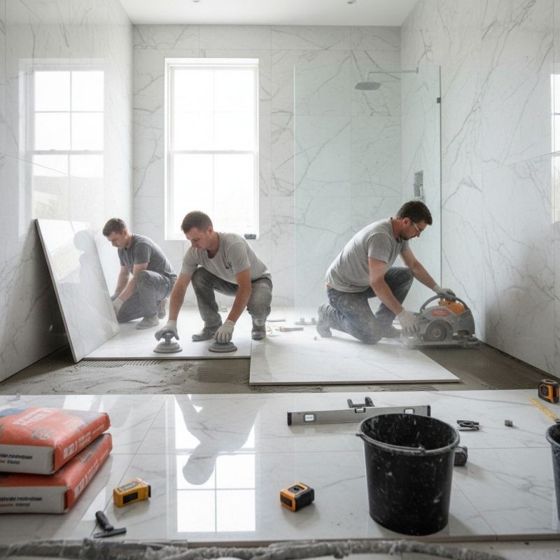 White Marble Tile Installation in Overland Park, KS